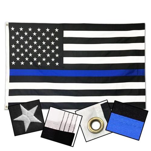 Thin Blue Line Durasleek Embroidered American Flag (3" x 5") | Five-O Depot