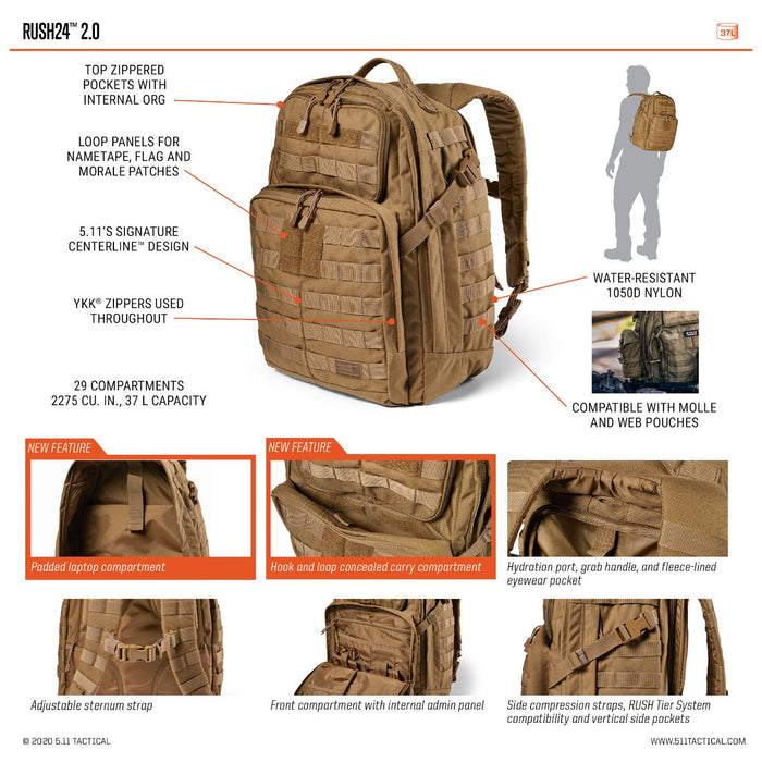 5.11 Tactical RUSH 24 2.0 Backpack | Five-O Depot