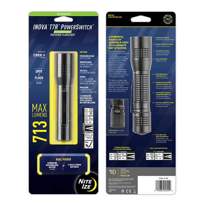 Inova T7R PowerSwitch Rechargeable Focusing Flashlight | Five-O Depot