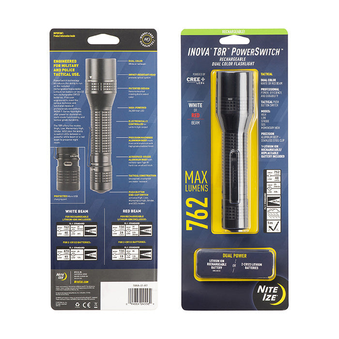 Inova T8R Powerswitch Rechargeable Dual-Color Flashlight | Five-O Depot