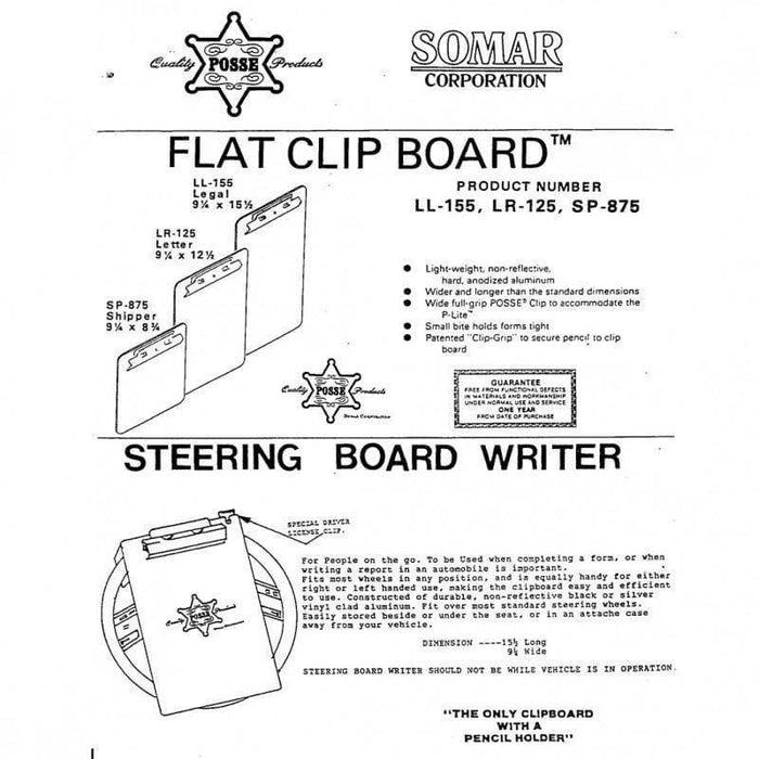 Posse Box LR-125 Flat Clipboard | Five-O Depot