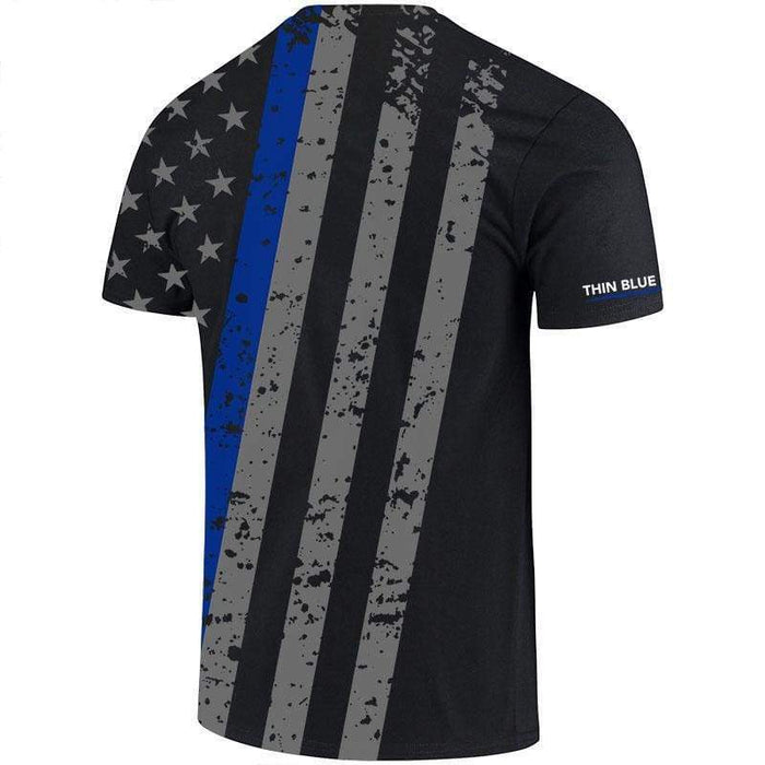 Thin Blue Line All Over Athletic Tee Shirt | Five-O Depot