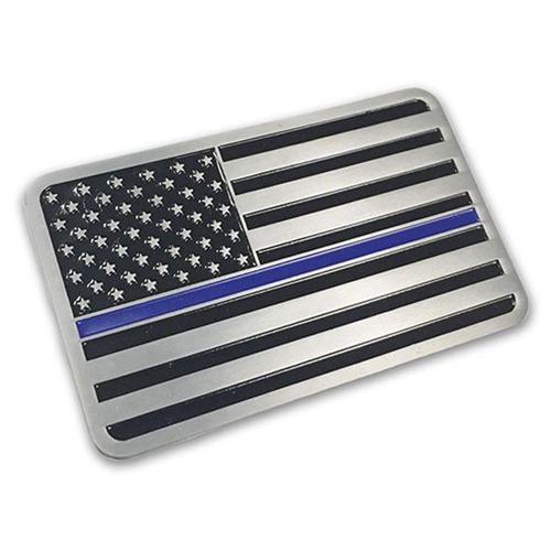Thin Blue Line American Flag Vehicle Emblem | Five-O Depot